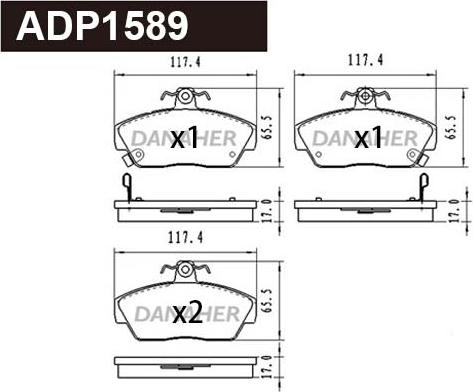 Danaher ADP1589 - Kit pastiglie freno, Freno a disco autozon.pro