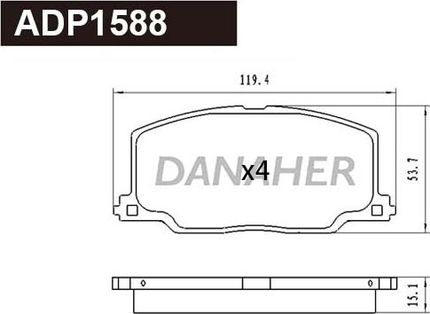 Danaher ADP1588 - Kit pastiglie freno, Freno a disco autozon.pro