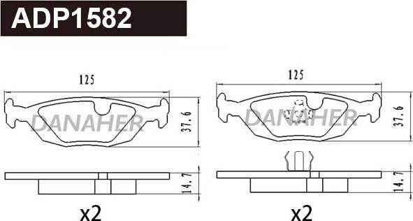 Danaher ADP1582 - Kit pastiglie freno, Freno a disco autozon.pro