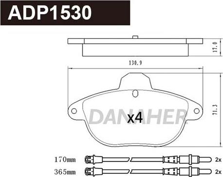 Danaher ADP1530 - Kit pastiglie freno, Freno a disco autozon.pro