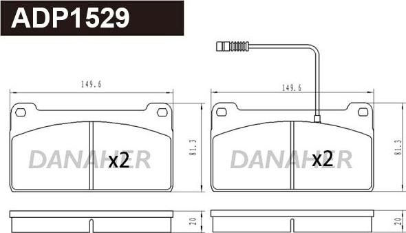 Danaher ADP1529 - Kit pastiglie freno, Freno a disco autozon.pro