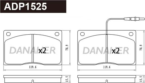 Danaher ADP1525 - Kit pastiglie freno, Freno a disco autozon.pro