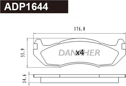 Danaher ADP1644 - Kit pastiglie freno, Freno a disco autozon.pro