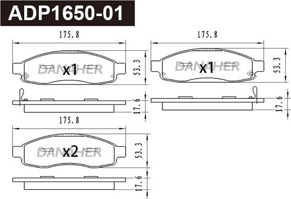 Danaher ADP1650-01 - Kit pastiglie freno, Freno a disco autozon.pro