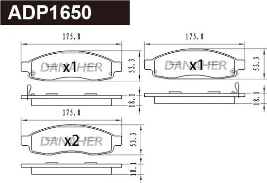 Danaher ADP1650 - Kit pastiglie freno, Freno a disco autozon.pro