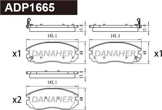 Danaher ADP1665 - Kit pastiglie freno, Freno a disco autozon.pro