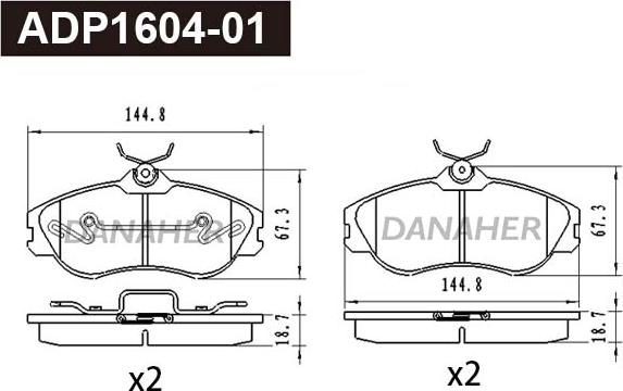 Danaher ADP1604-01 - Kit pastiglie freno, Freno a disco autozon.pro