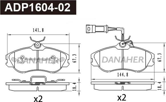 Danaher ADP1604-02 - Kit pastiglie freno, Freno a disco autozon.pro