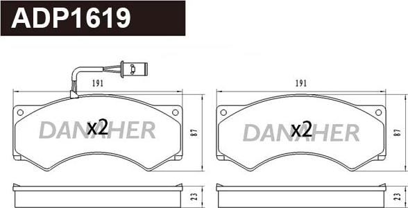 Danaher ADP1619 - Kit pastiglie freno, Freno a disco autozon.pro