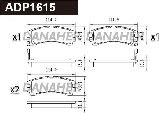 Danaher ADP1615 - Kit pastiglie freno, Freno a disco autozon.pro