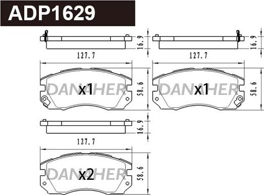 Danaher ADP1629 - Kit pastiglie freno, Freno a disco autozon.pro