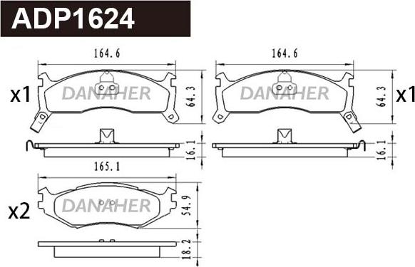 Danaher ADP1624 - Kit pastiglie freno, Freno a disco autozon.pro