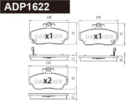 Danaher ADP1622 - Kit pastiglie freno, Freno a disco autozon.pro