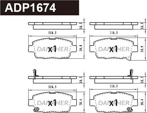 Danaher ADP1674 - Kit pastiglie freno, Freno a disco autozon.pro