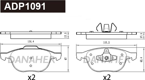 Danaher ADP1091 - Kit pastiglie freno, Freno a disco autozon.pro