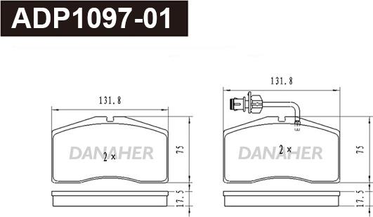 Danaher ADP1097-01 - Kit pastiglie freno, Freno a disco autozon.pro