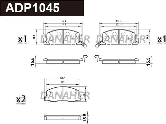 Danaher ADP1045 - Kit pastiglie freno, Freno a disco autozon.pro