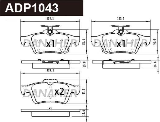 Danaher ADP1043 - Kit pastiglie freno, Freno a disco autozon.pro