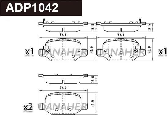 Danaher ADP1042 - Kit pastiglie freno, Freno a disco autozon.pro