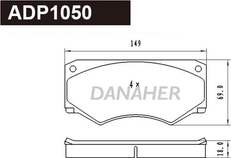 Danaher ADP1050 - Kit pastiglie freno, Freno a disco autozon.pro