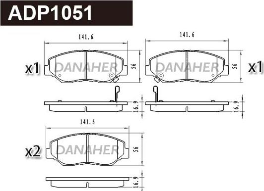 Danaher ADP1051 - Kit pastiglie freno, Freno a disco autozon.pro