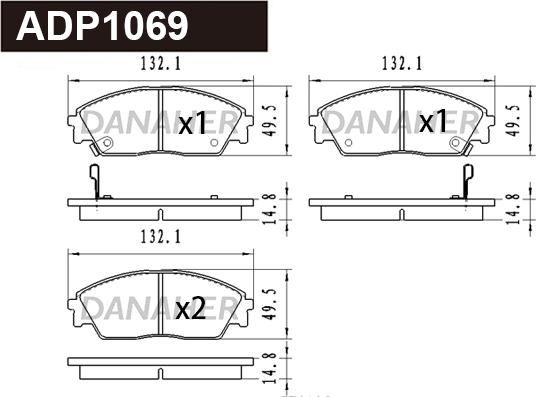 Danaher ADP1069 - Kit pastiglie freno, Freno a disco autozon.pro