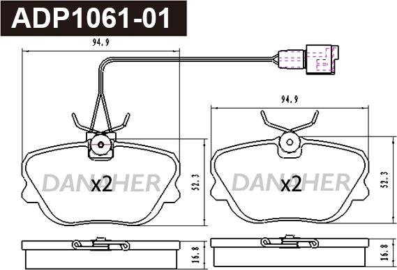 Danaher ADP1061-01 - Kit pastiglie freno, Freno a disco autozon.pro