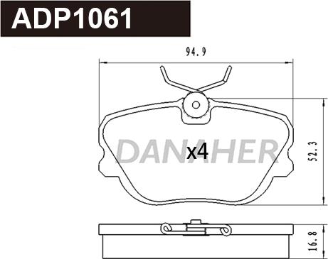 Danaher ADP1061 - Kit pastiglie freno, Freno a disco autozon.pro