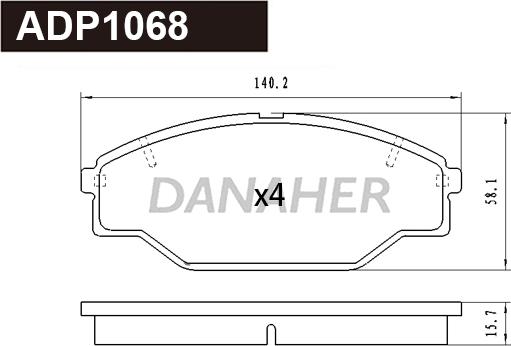 Danaher ADP1068 - Kit pastiglie freno, Freno a disco autozon.pro