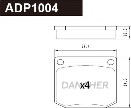 Danaher ADP1004 - Kit pastiglie freno, Freno a disco autozon.pro