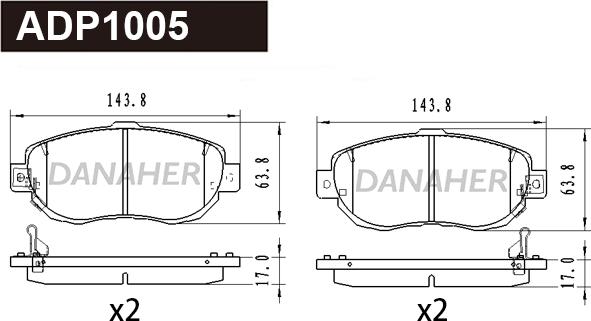 Danaher ADP1005 - Kit pastiglie freno, Freno a disco autozon.pro