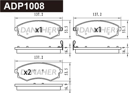 Danaher ADP1008 - Kit pastiglie freno, Freno a disco autozon.pro