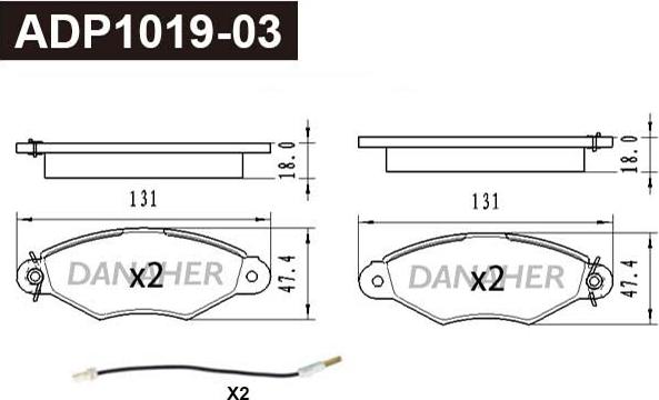 Danaher ADP1019-03 - Kit pastiglie freno, Freno a disco autozon.pro