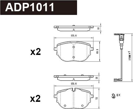 Danaher ADP1011 - Kit pastiglie freno, Freno a disco autozon.pro