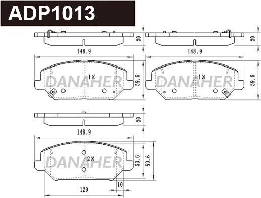 Danaher ADP1013 - Kit pastiglie freno, Freno a disco autozon.pro