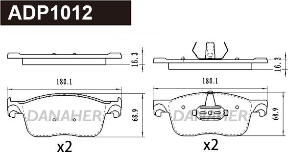 Danaher ADP1012 - Kit pastiglie freno, Freno a disco autozon.pro