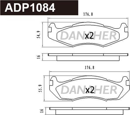 Danaher ADP1084 - Kit pastiglie freno, Freno a disco autozon.pro