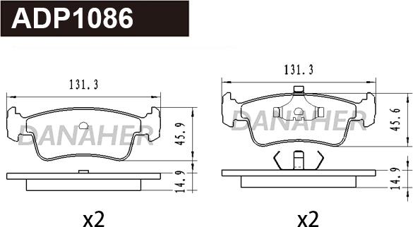 Danaher ADP1086 - Kit pastiglie freno, Freno a disco autozon.pro