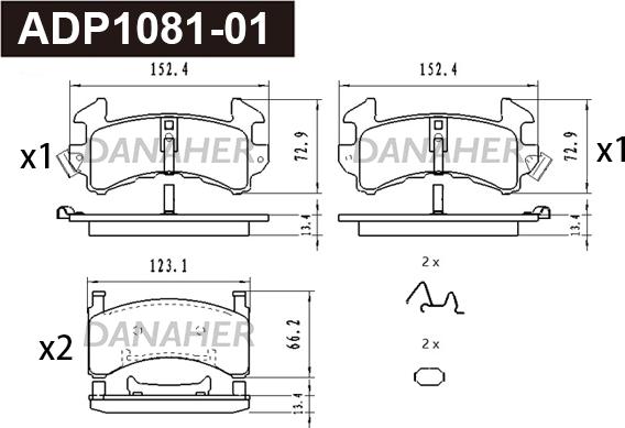 Danaher ADP1081-01 - Kit pastiglie freno, Freno a disco autozon.pro