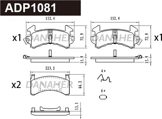 Danaher ADP1081 - Kit pastiglie freno, Freno a disco autozon.pro