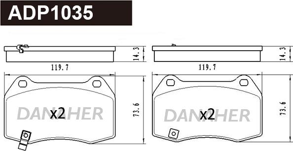 Danaher ADP1035 - Kit pastiglie freno, Freno a disco autozon.pro