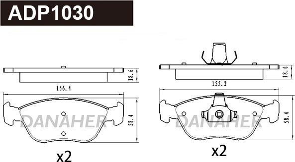 Danaher ADP1030 - Kit pastiglie freno, Freno a disco autozon.pro