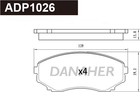 Danaher ADP1026 - Kit pastiglie freno, Freno a disco autozon.pro