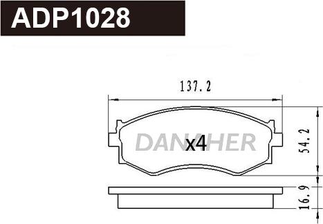 Danaher ADP1028 - Kit pastiglie freno, Freno a disco autozon.pro