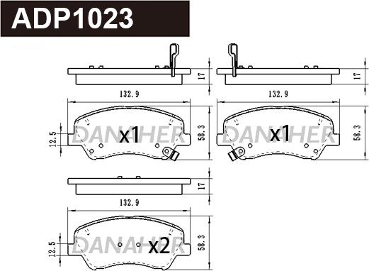 Danaher ADP1023 - Kit pastiglie freno, Freno a disco autozon.pro