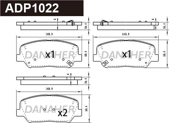 Danaher ADP1022 - Kit pastiglie freno, Freno a disco autozon.pro