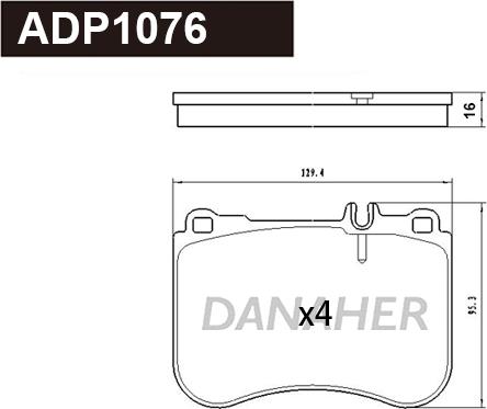 Danaher ADP1076 - Kit pastiglie freno, Freno a disco autozon.pro