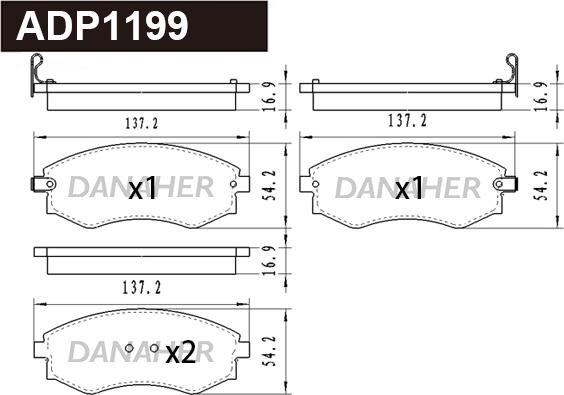 Danaher ADP1199 - Kit pastiglie freno, Freno a disco autozon.pro