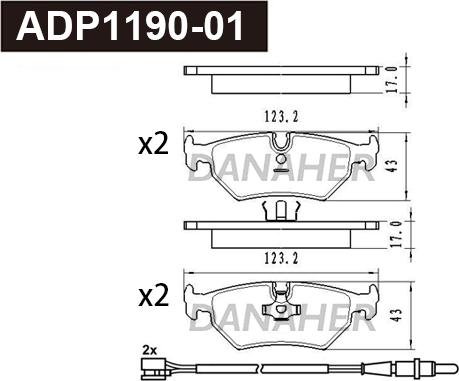 Danaher ADP1190-01 - Kit pastiglie freno, Freno a disco autozon.pro