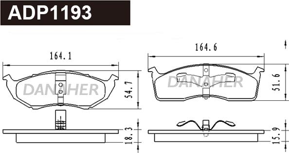 Danaher ADP1193 - Kit pastiglie freno, Freno a disco autozon.pro